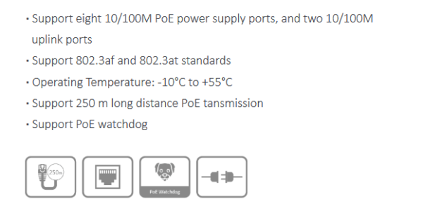 سويتش DH-PFS3010-8ET-65 من شركة داهوا (Dahua)